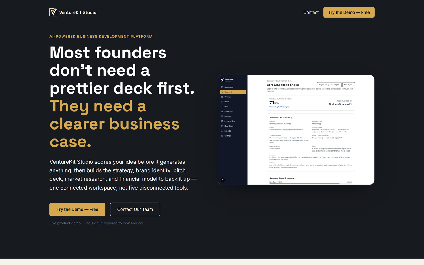 VentureKit Studio interface